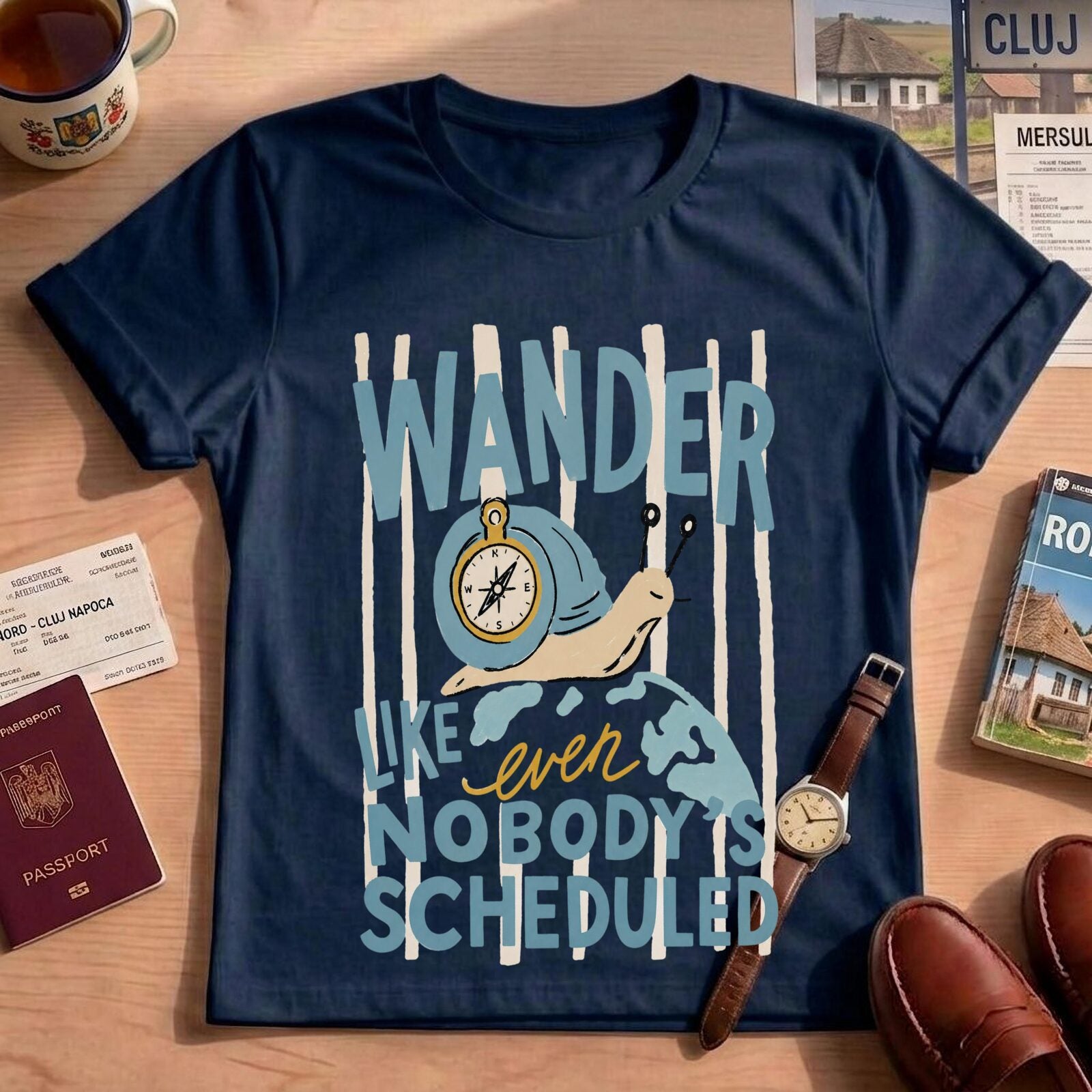 Funny Snail Compass Travel Shirt