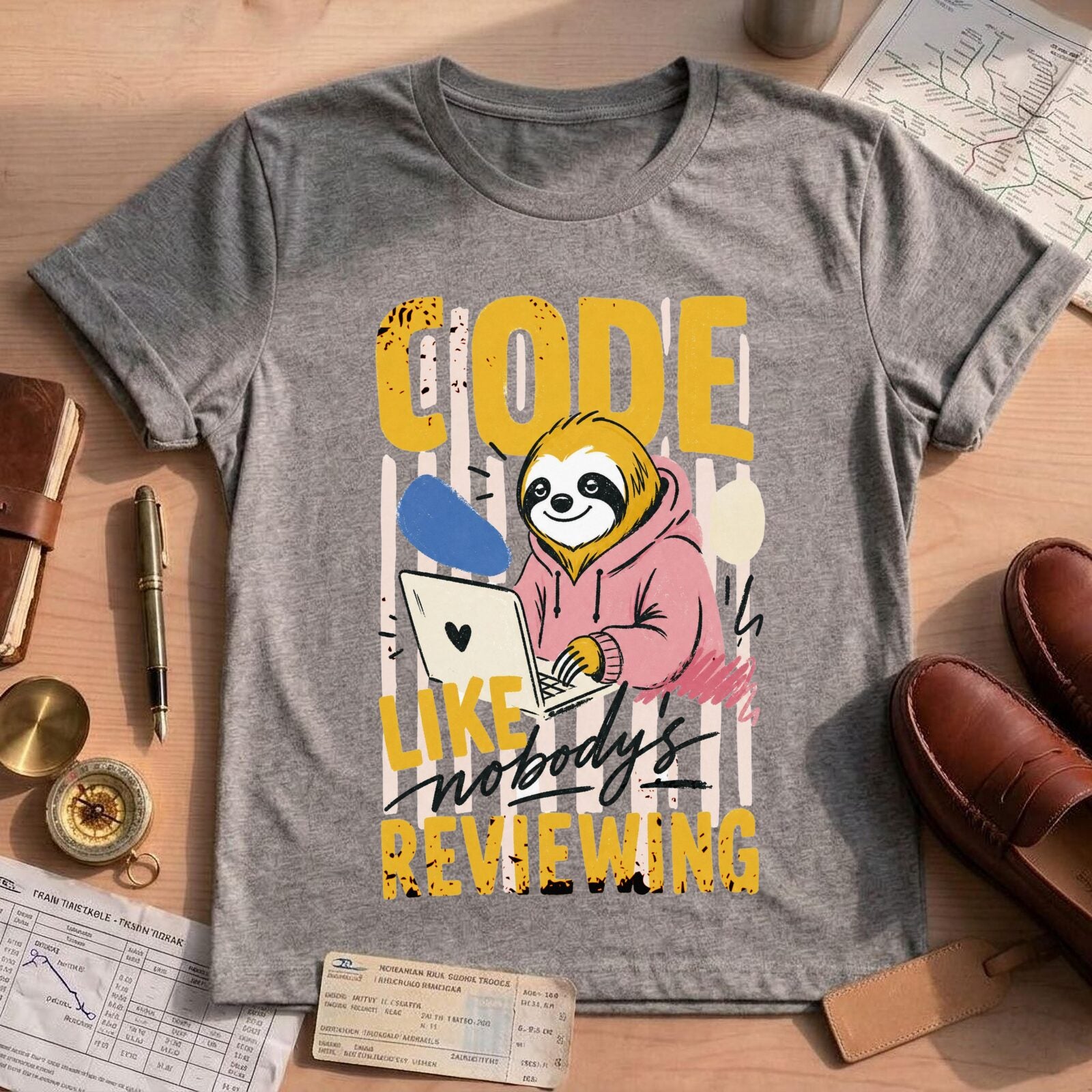 Code Like Nobody's Reviewing Sloth Shirt