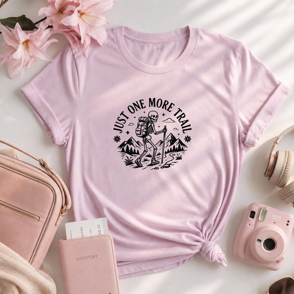 Funny Hiking Just One More Trail Skeleton T-Shirt