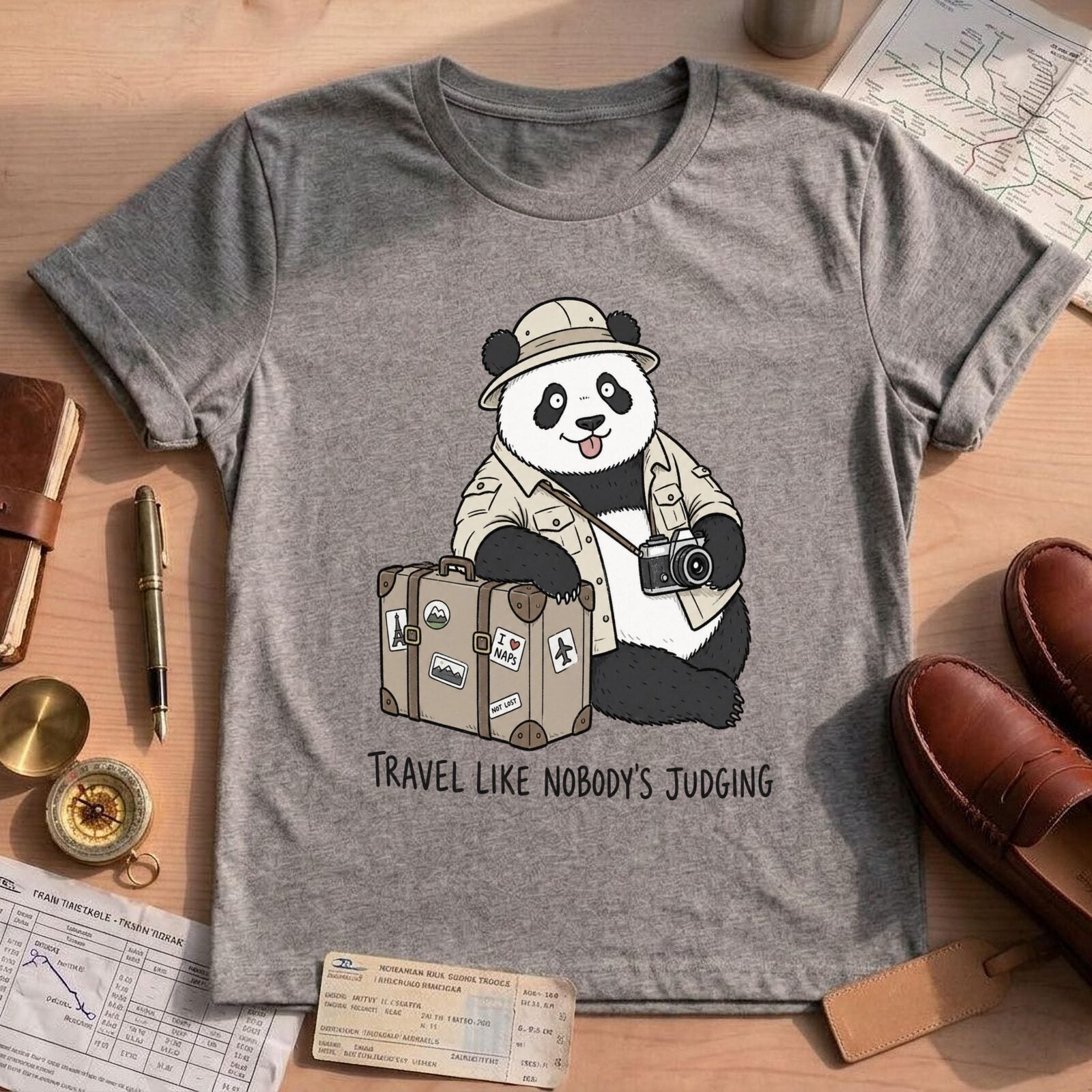 Funny Vacation Adventur Panda Travel Shirt