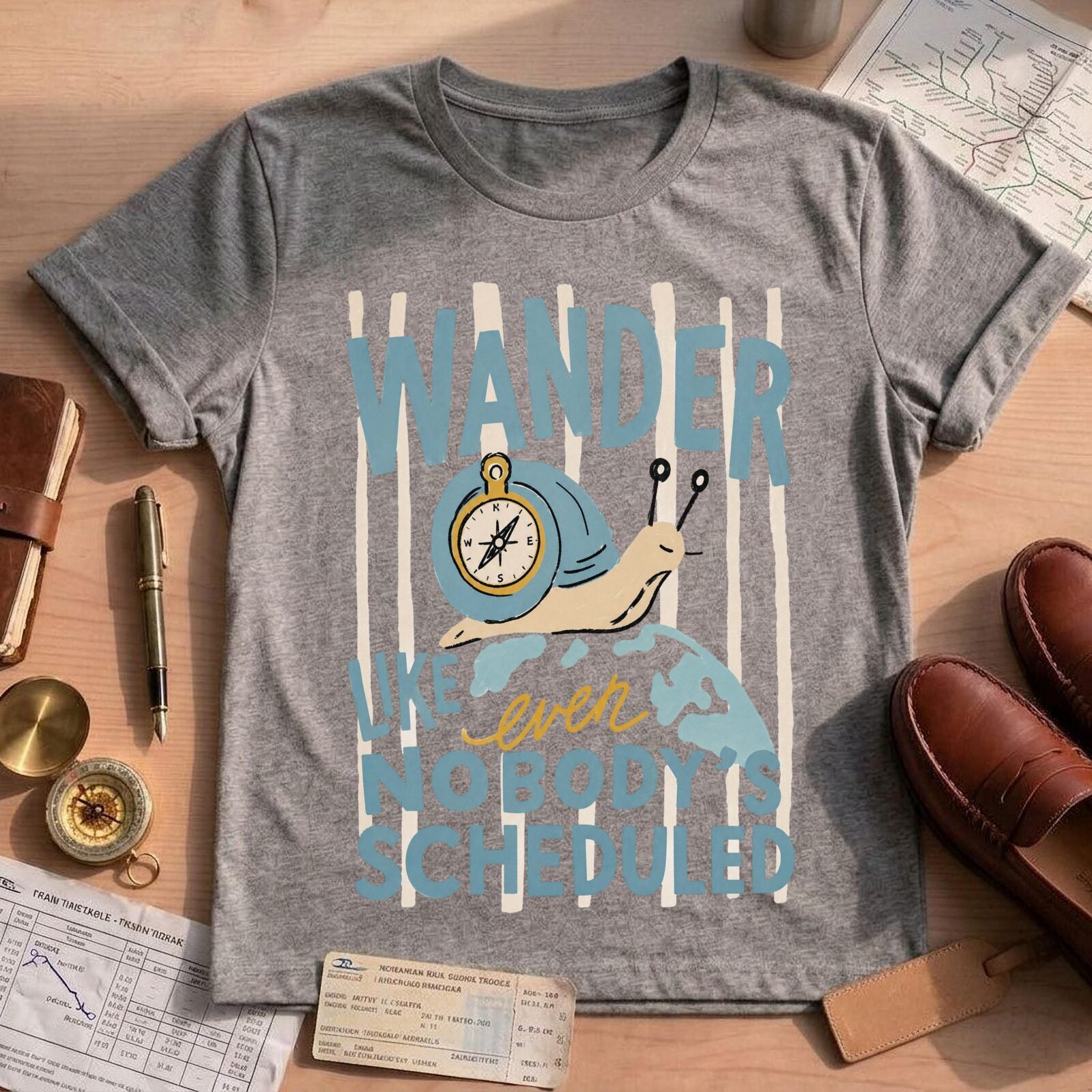 Funny Snail Compass Travel Shirt