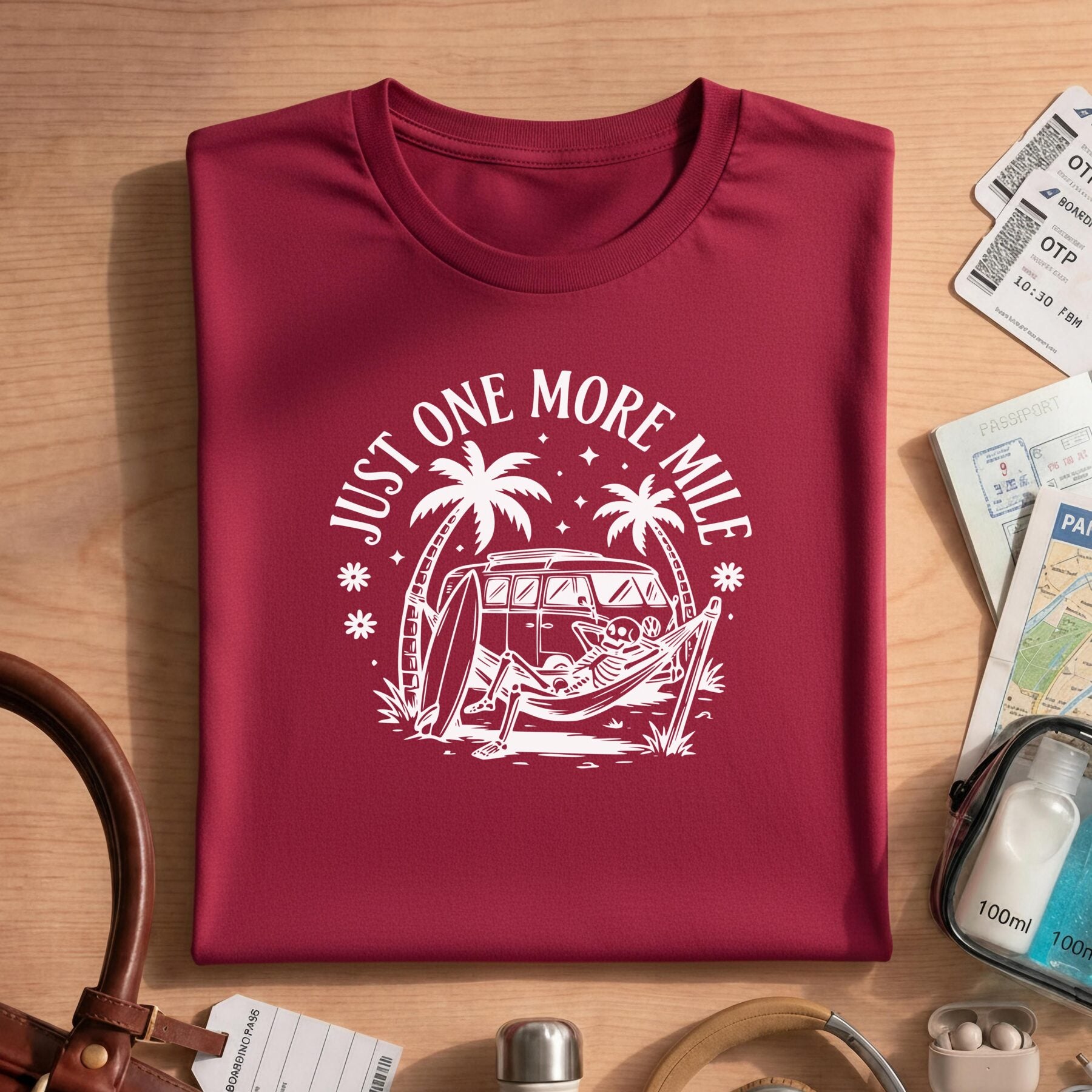 Vintage Camper Hammock Beach Surfing Tee