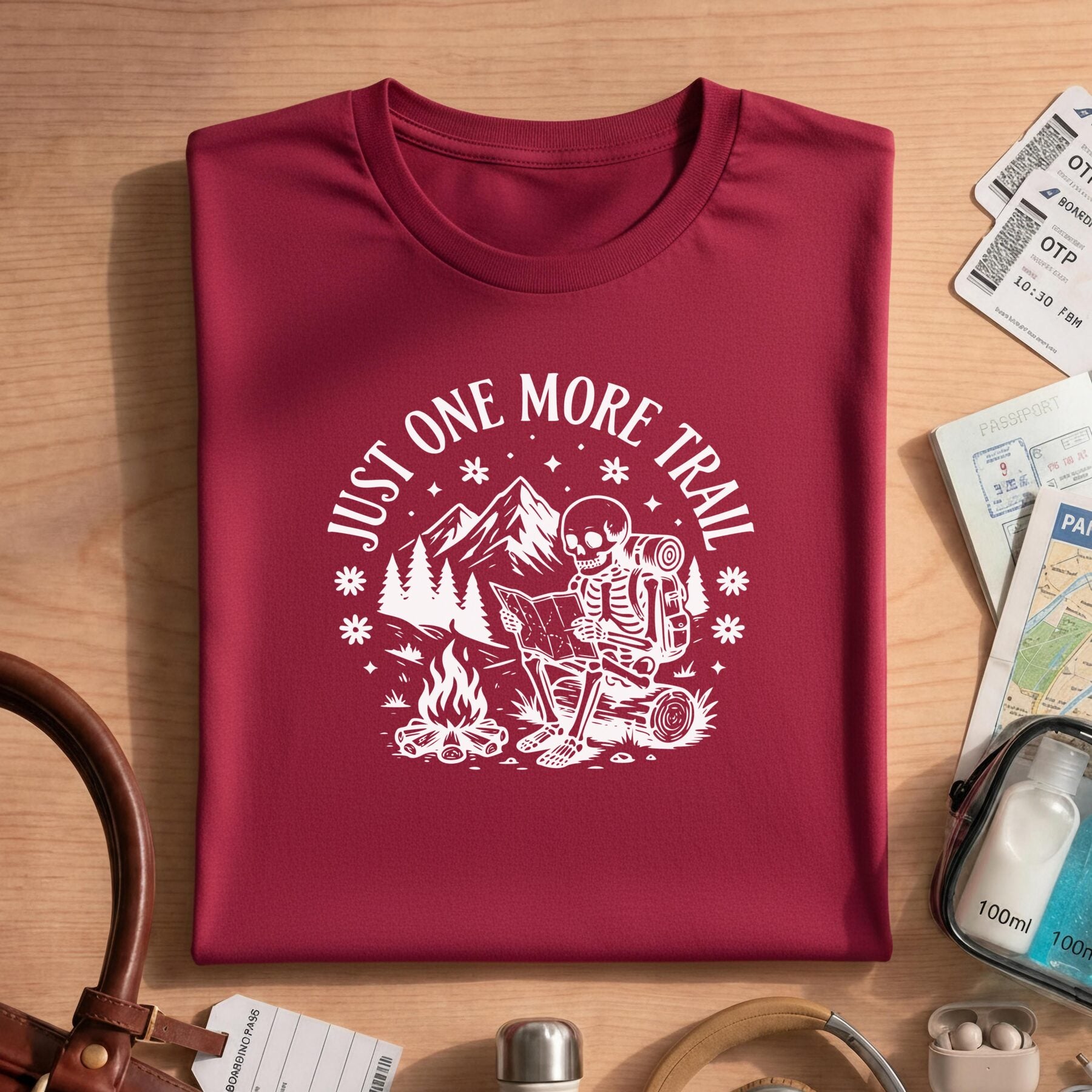 Camping Lover Funny Hiking Skeleton Shirt