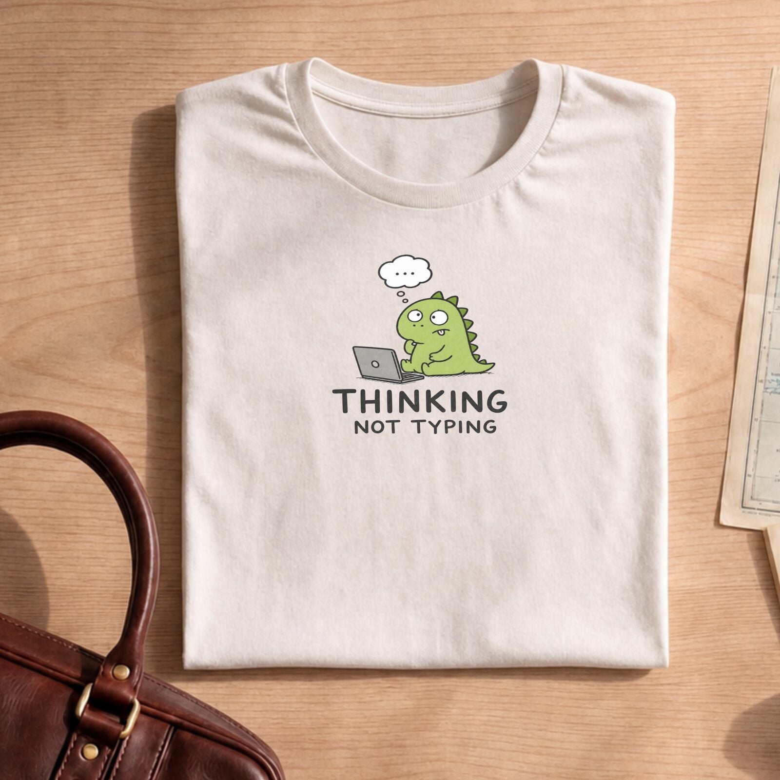 Thinking Not Typing Dinosaur T-Shirt
