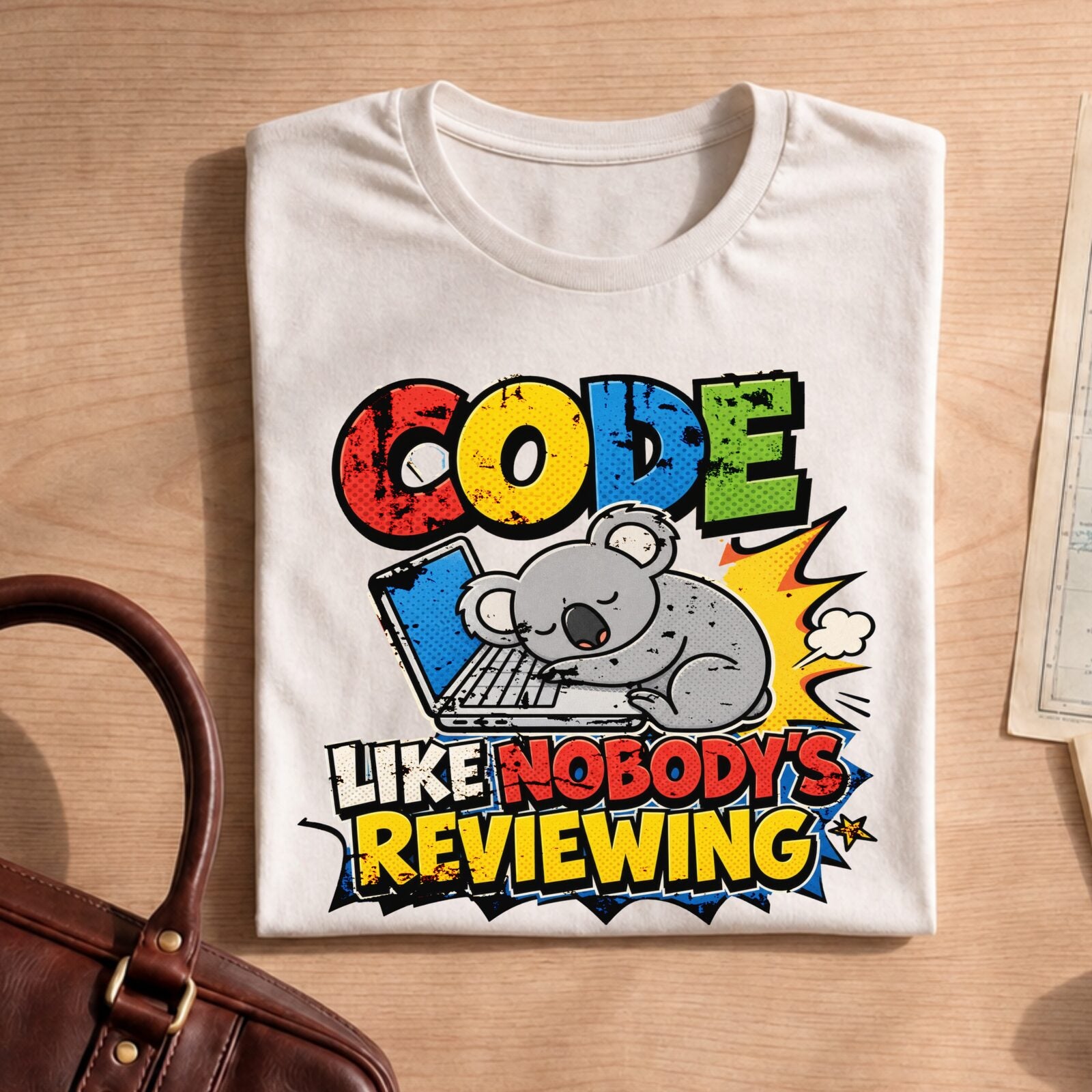Funny Coding Koala Like Nobody's Reviewing Tee