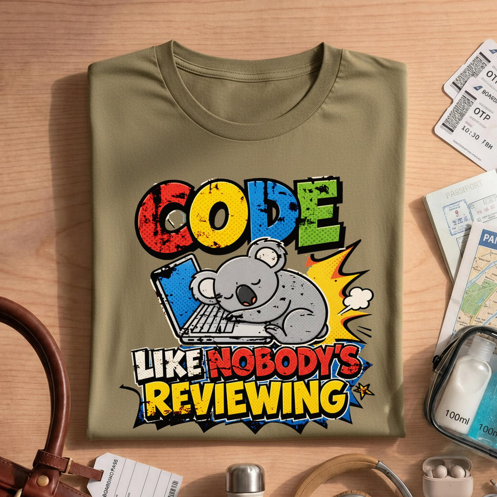 Funny Coding Koala Like Nobody's Reviewing Tee