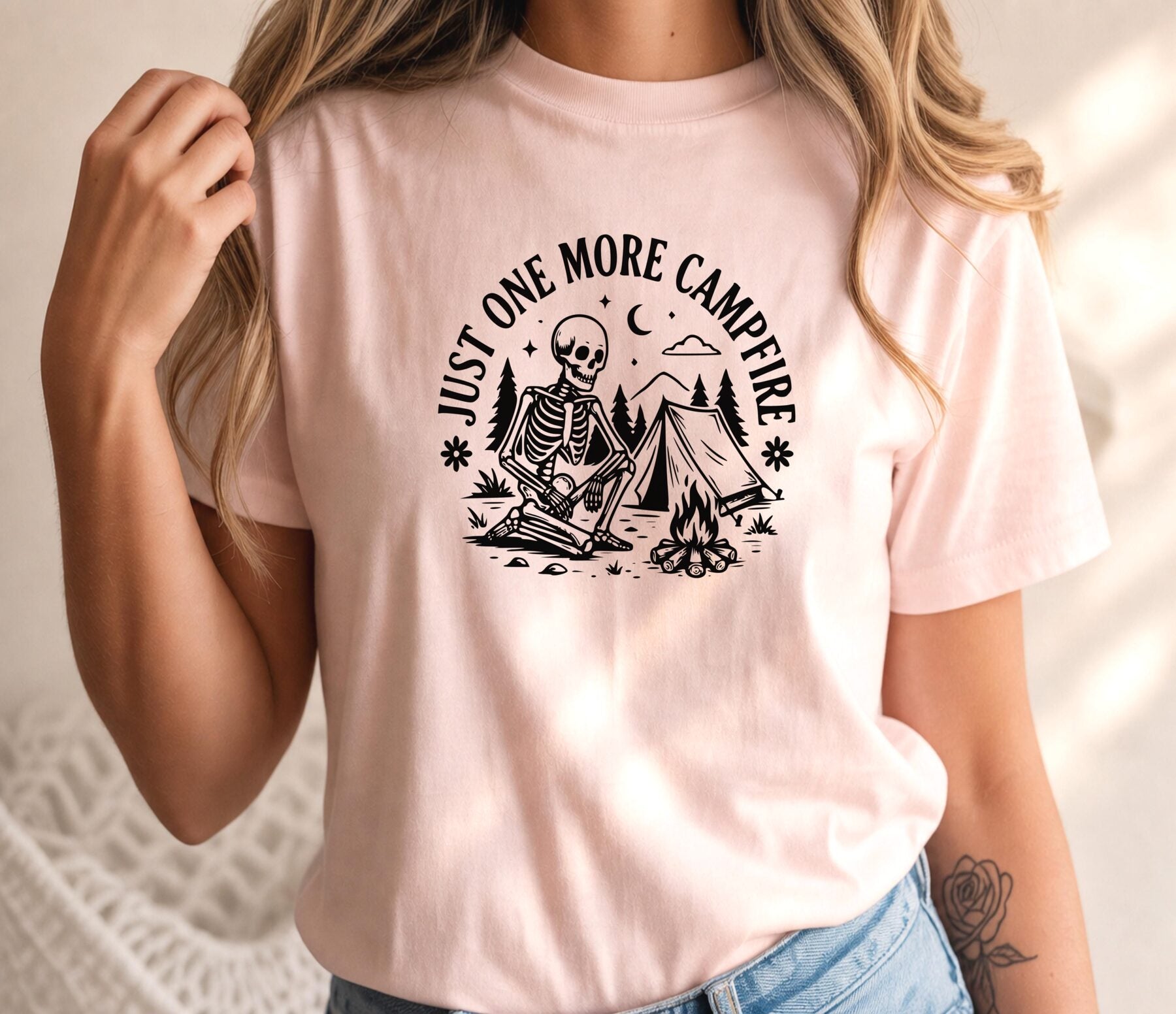 Funny Camping Campfire Skeleton Shirt
