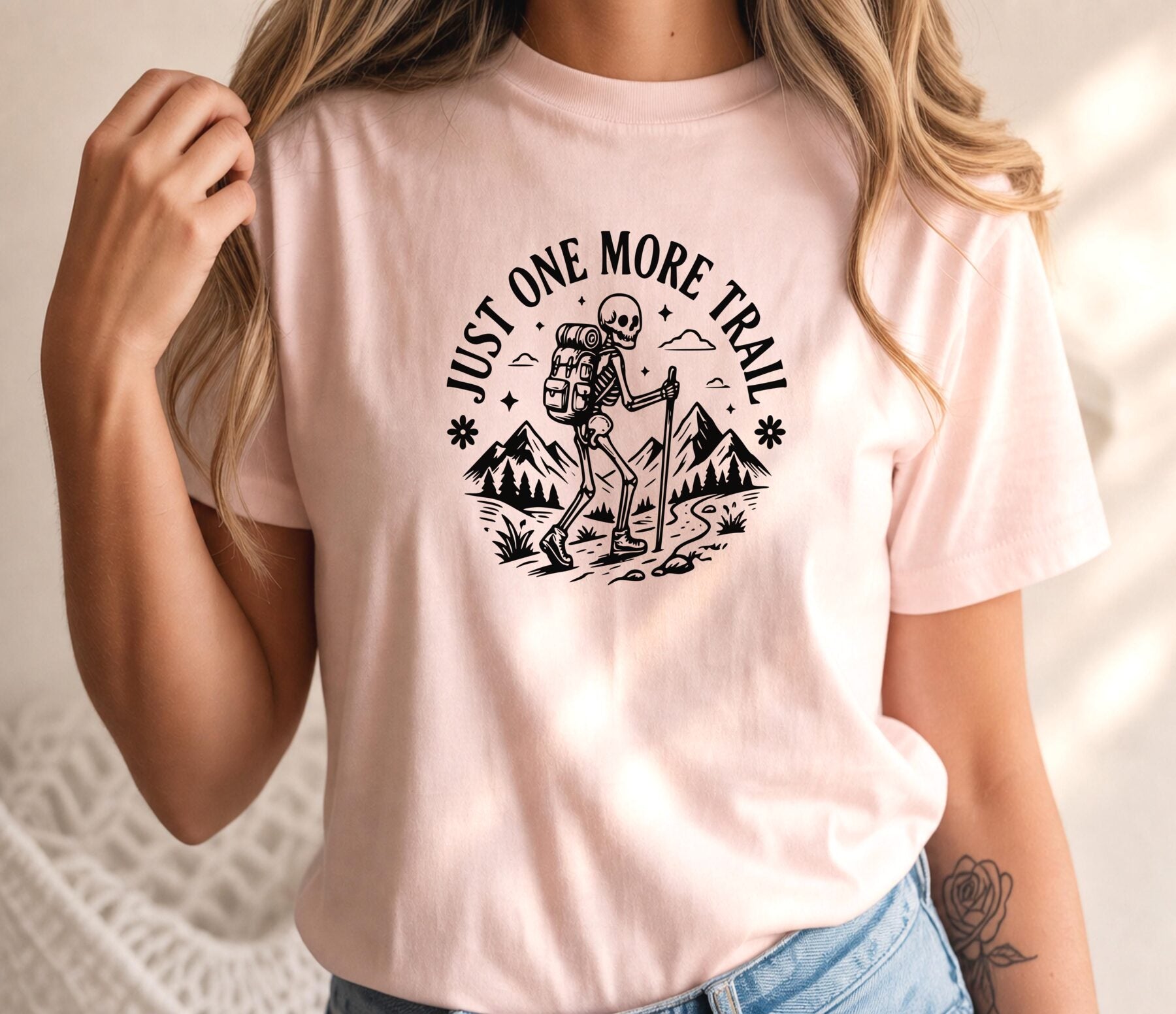 Funny Hiking Just One More Trail Skeleton T-Shirt
