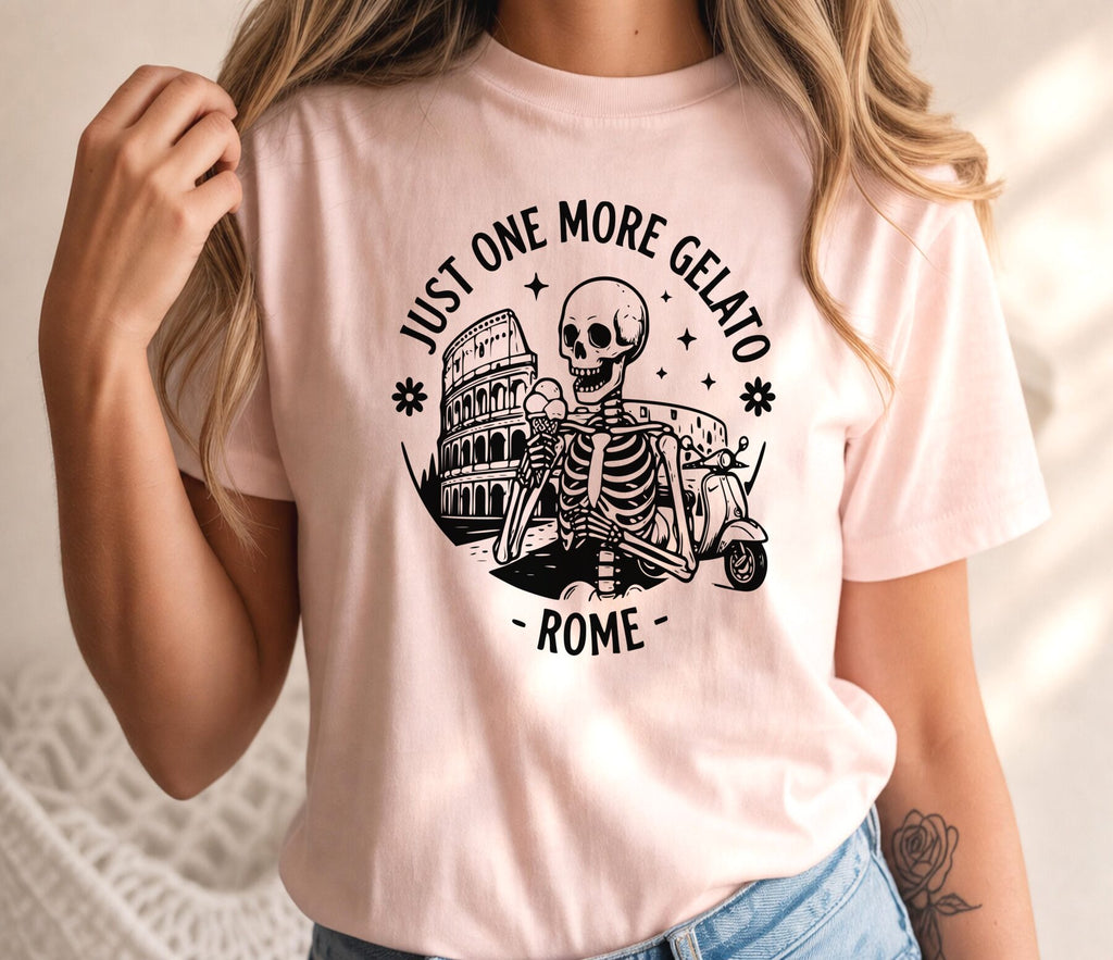 Funny Italy Travel Rome Gelato Skeleton Shirt