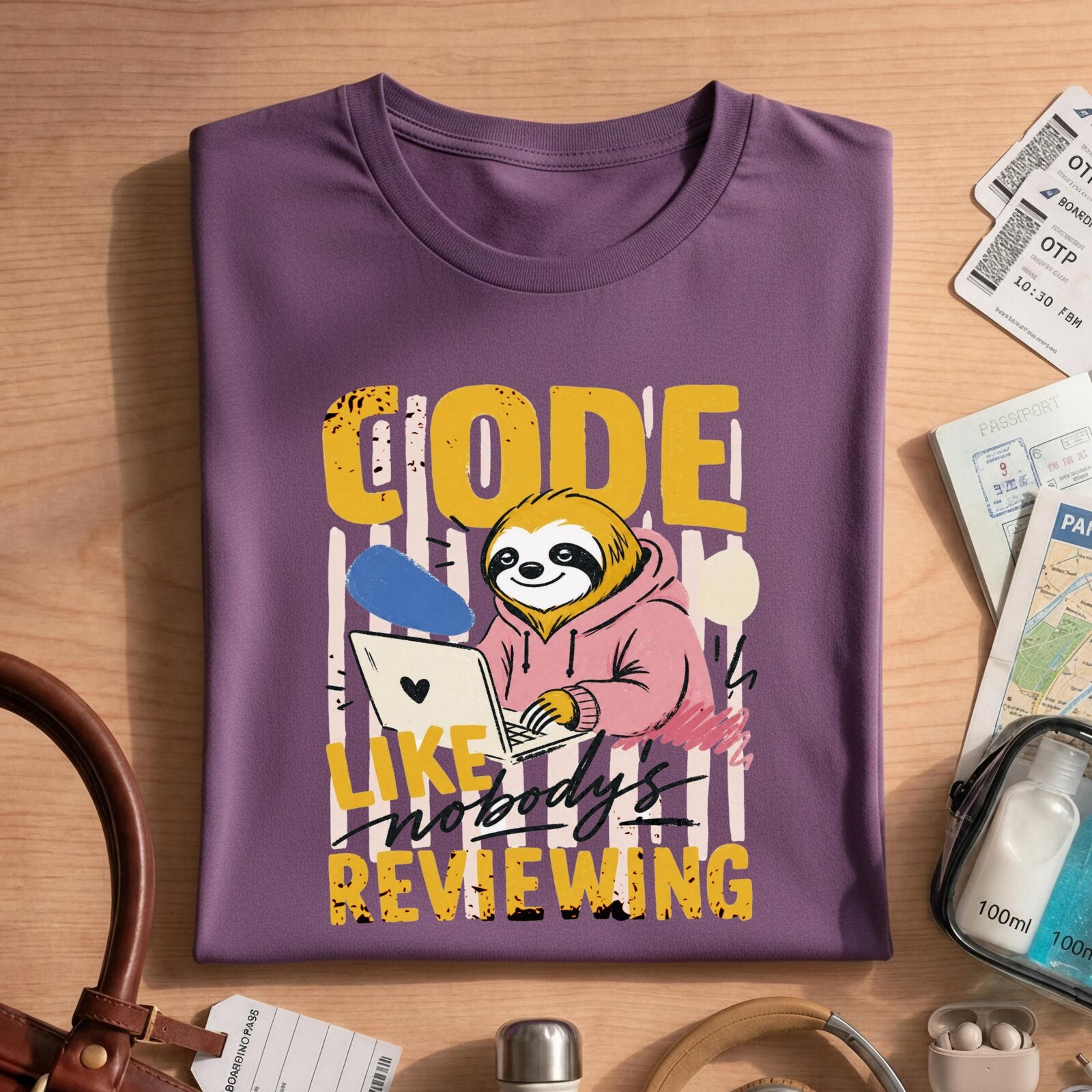 Code Like Nobody's Reviewing Sloth Shirt