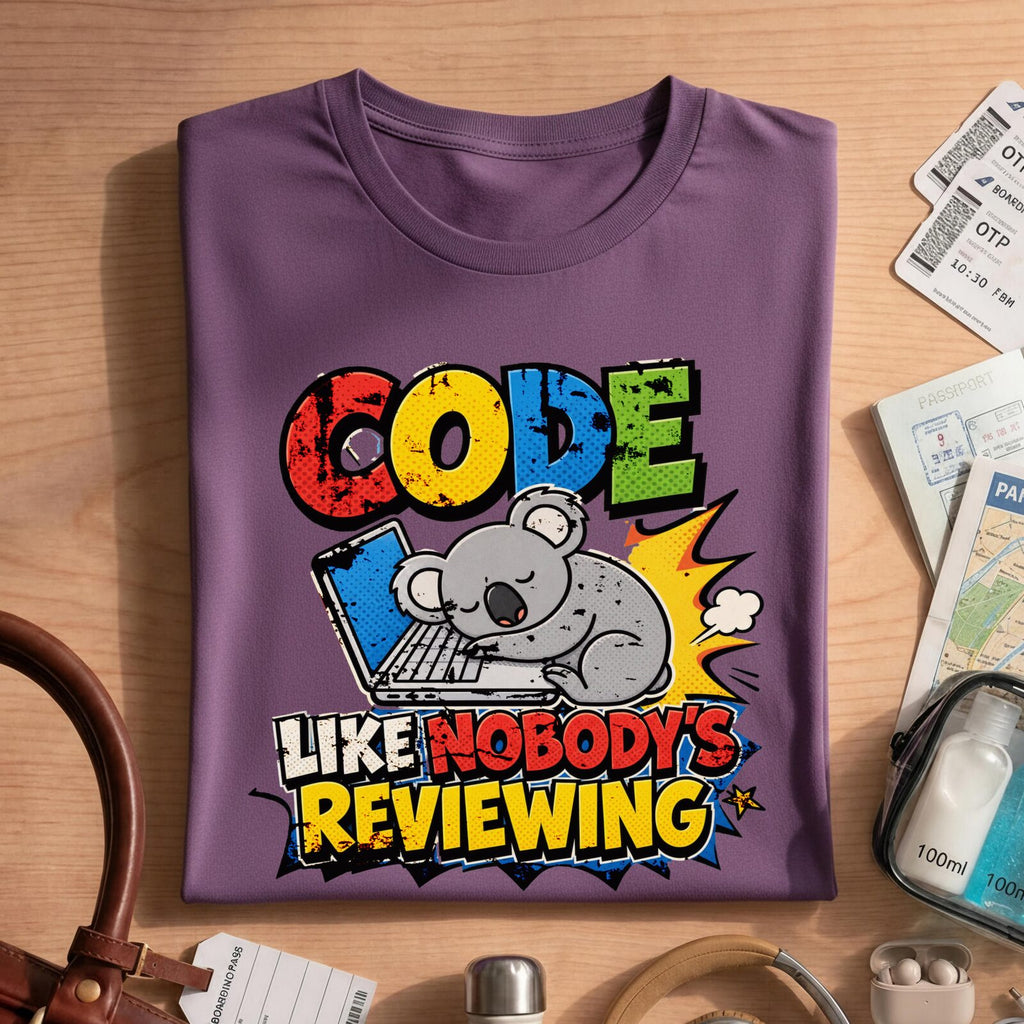 Funny Coding Koala Like Nobody's Reviewing Tee
