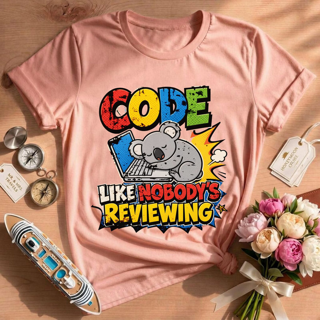 Funny Coding Koala Like Nobody's Reviewing Tee