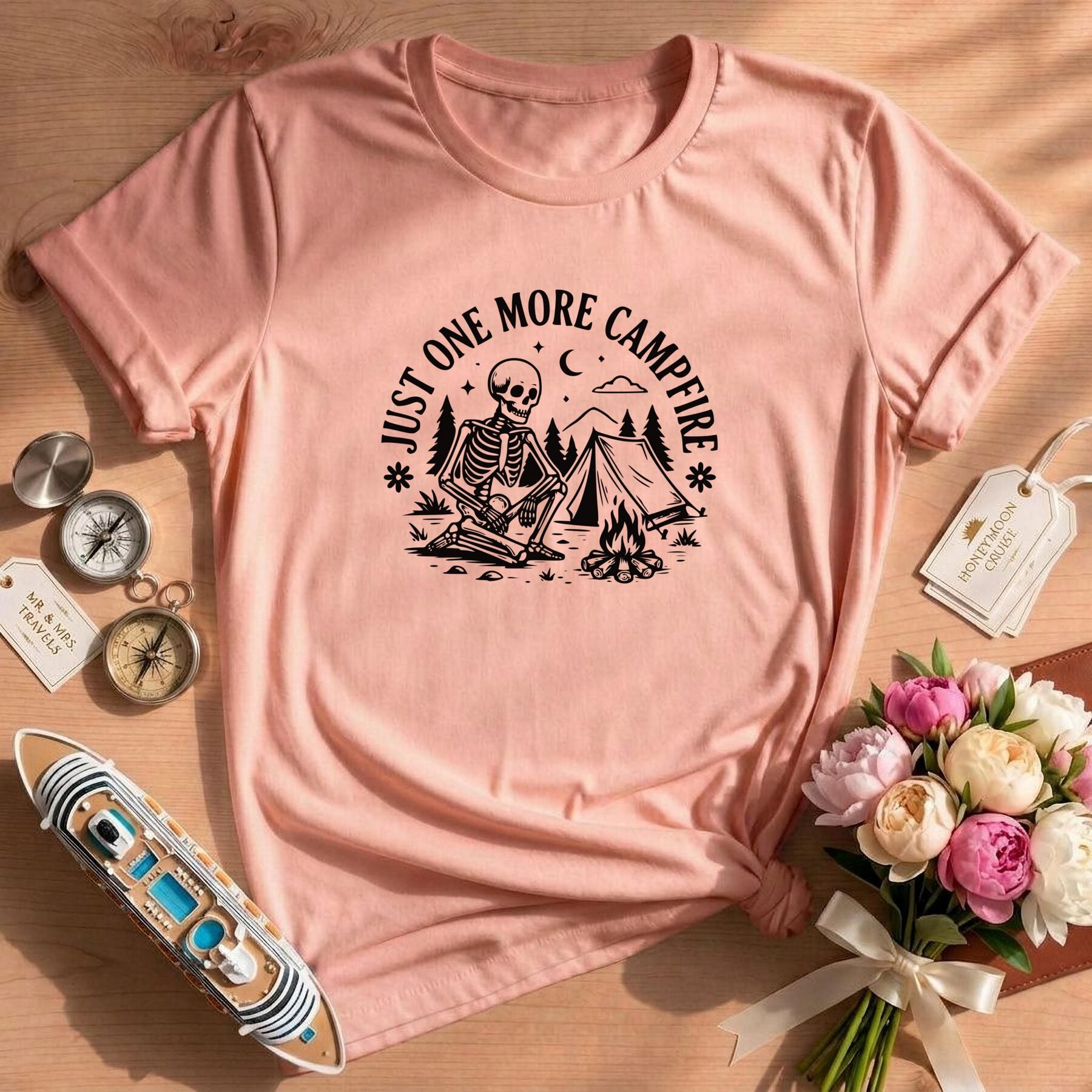Funny Camping Campfire Skeleton Shirt