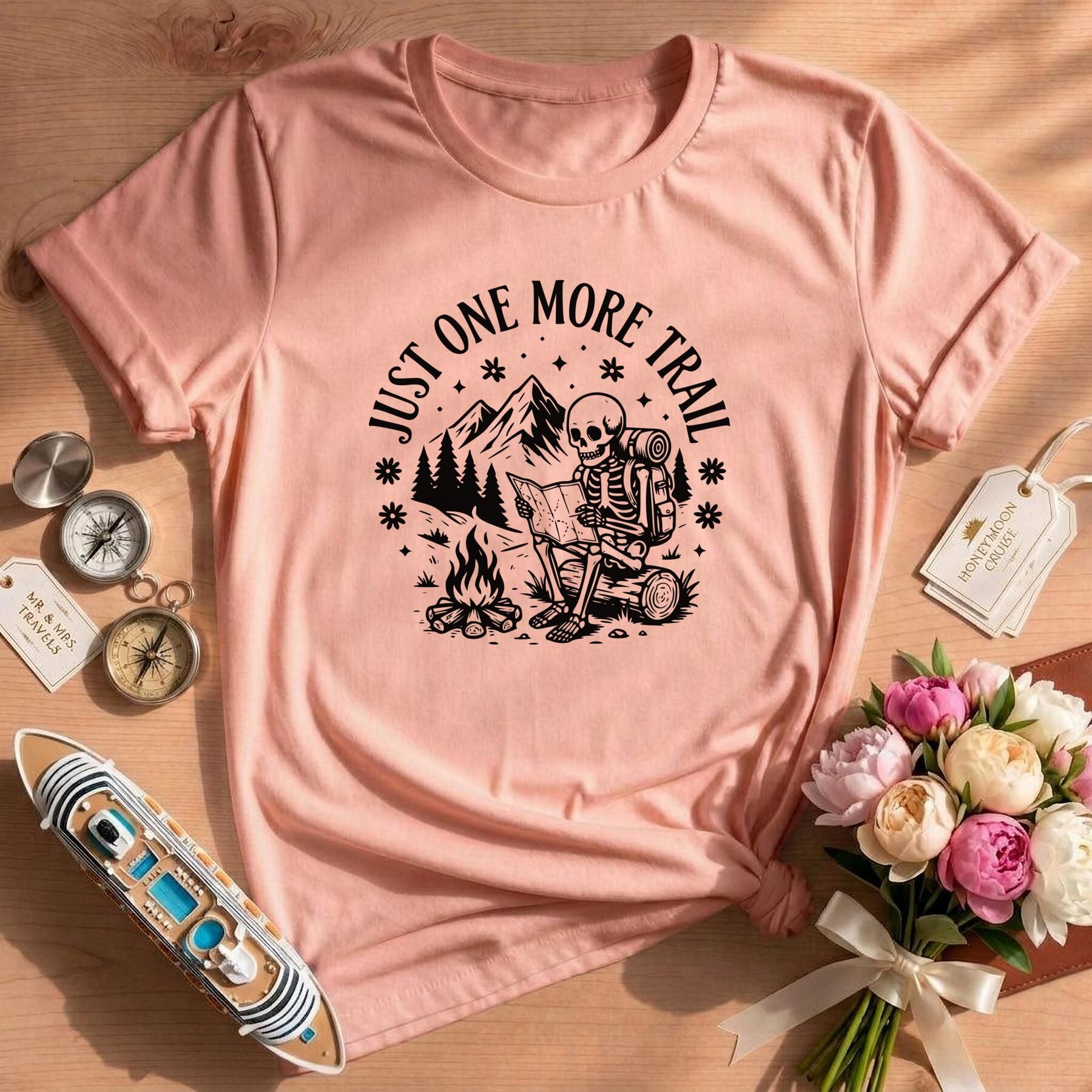Camping Lover Funny Hiking Skeleton Shirt