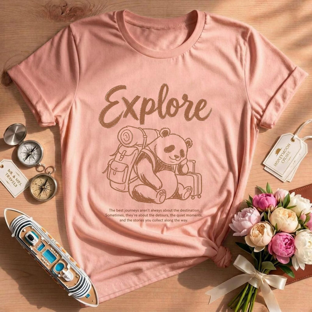 Adventure Lover Explore Panda Travel T-Shirt