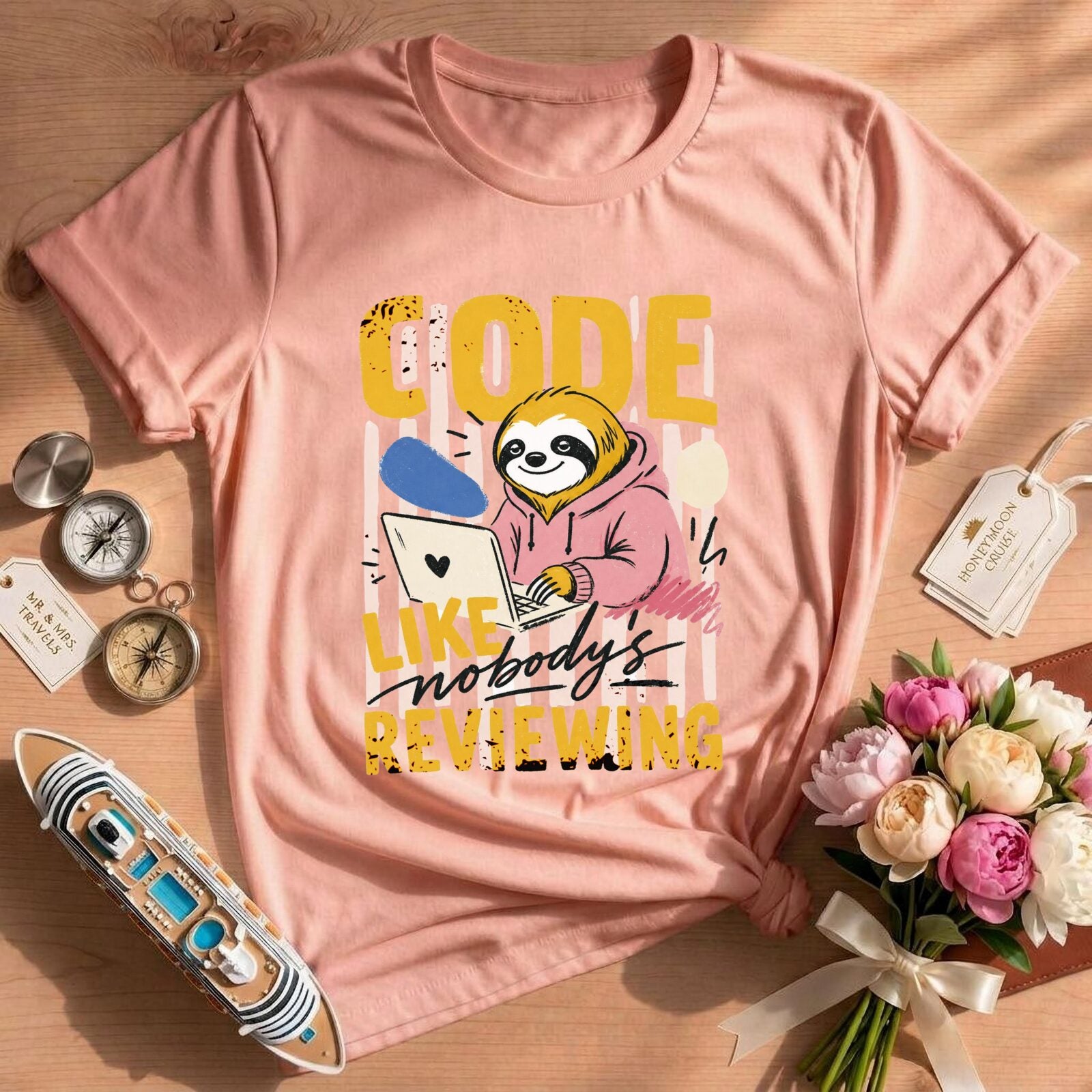 Code Like Nobody's Reviewing Sloth Shirt