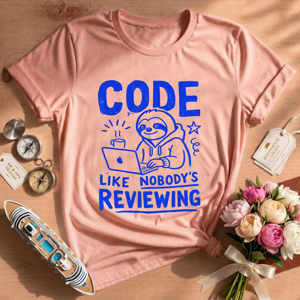 Code Like Nobody's Reviewing Sloth T-Shirt