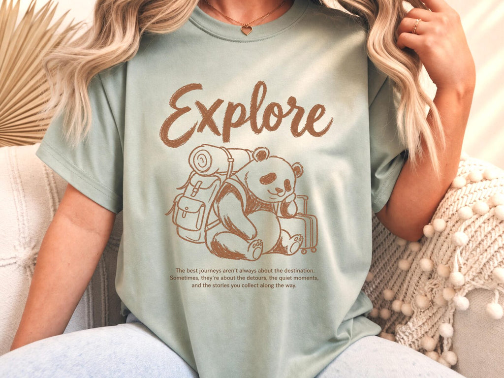 Adventure Lover Explore Panda Travel T-Shirt