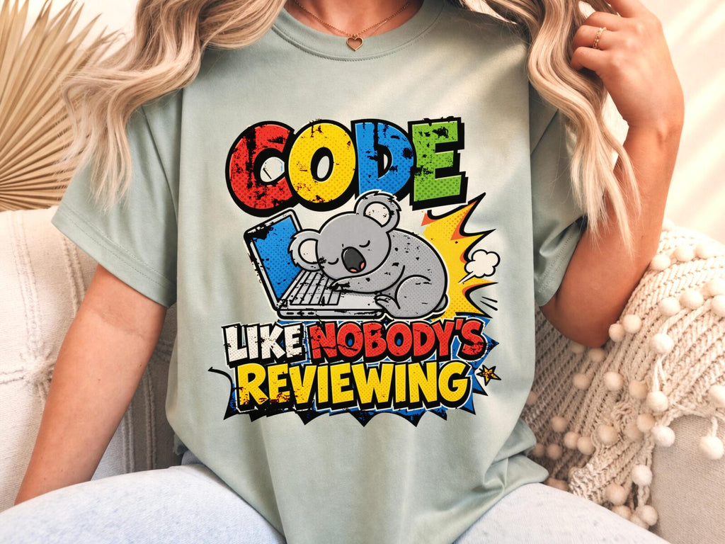 Funny Coding Koala Like Nobody's Reviewing Tee