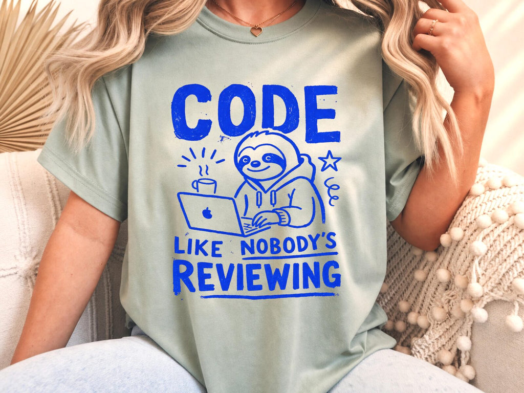 Code Like Nobody's Reviewing Sloth T-Shirt