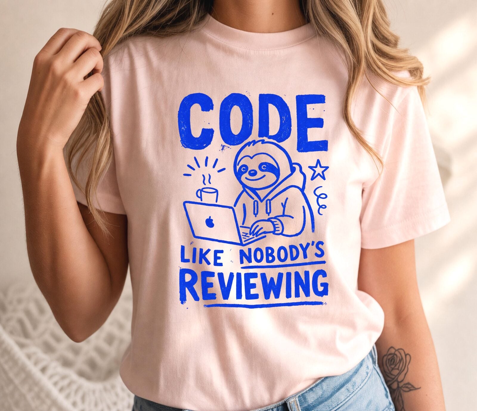 Code Like Nobody's Reviewing Sloth T-Shirt
