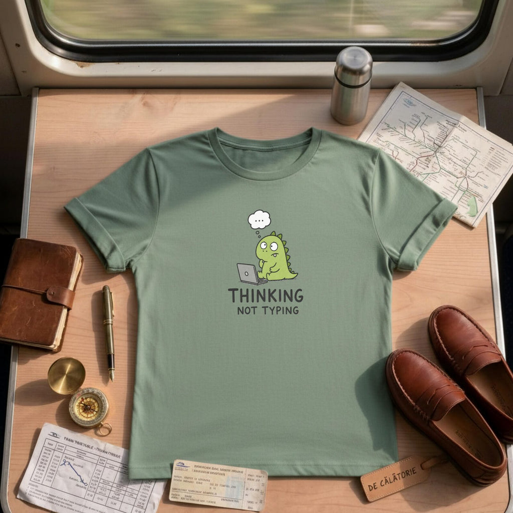 Thinking Not Typing Dinosaur T-Shirt