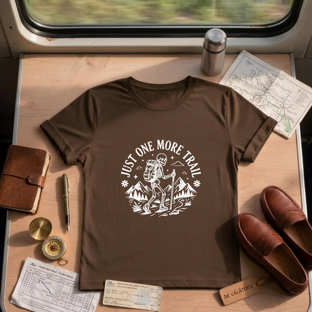Funny Hiking Just One More Trail Skeleton T-Shirt