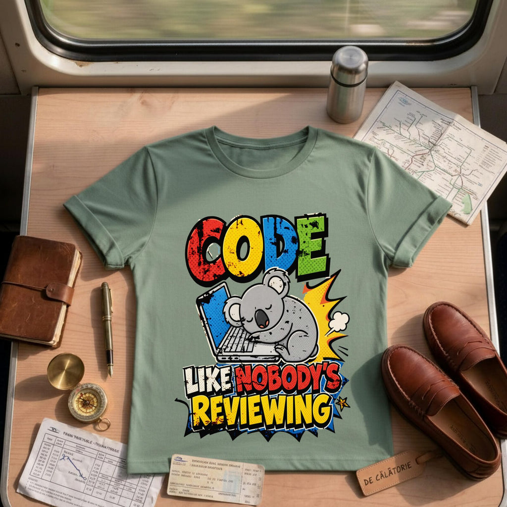 Funny Coding Koala Like Nobody's Reviewing Tee