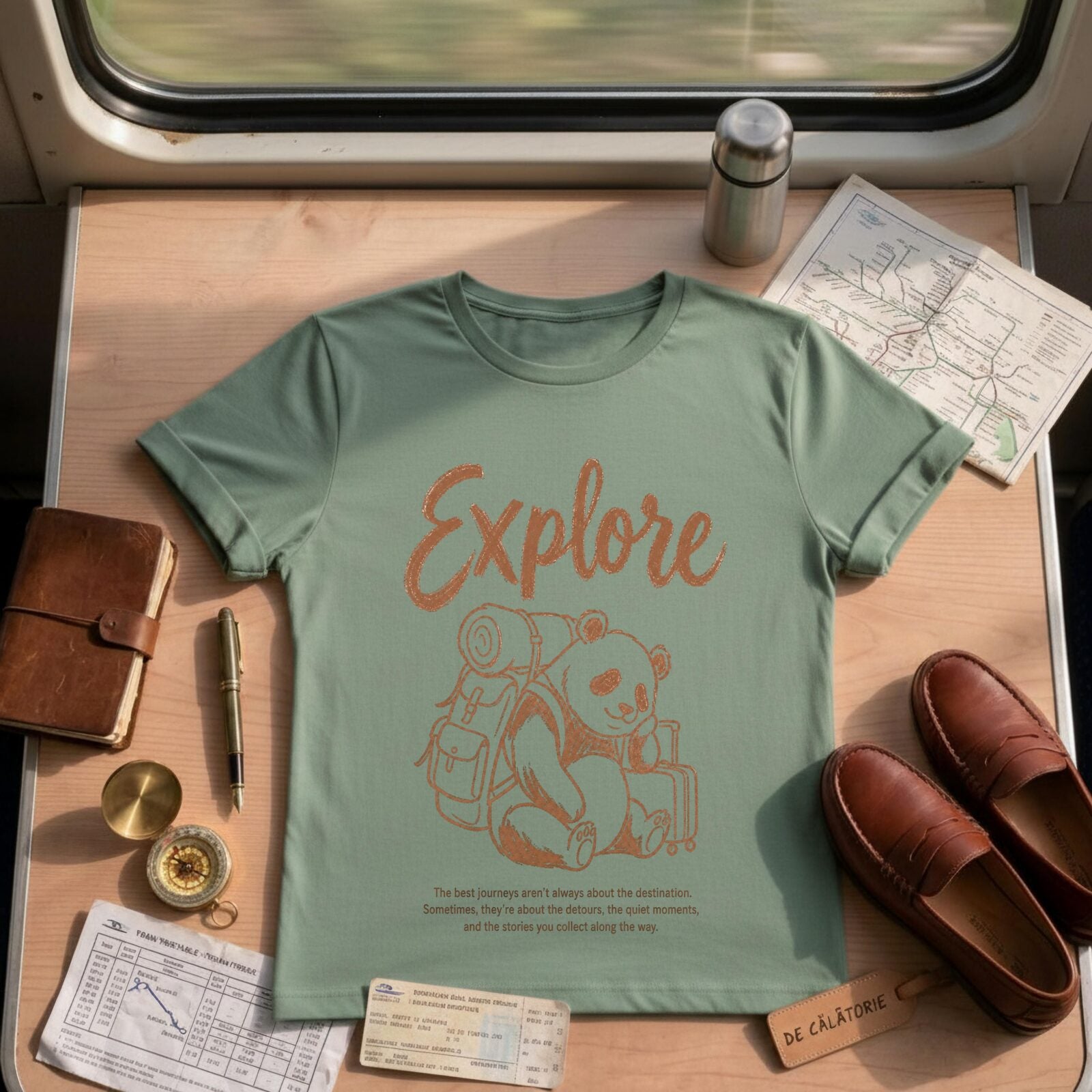Adventure Lover Explore Panda Travel T-Shirt