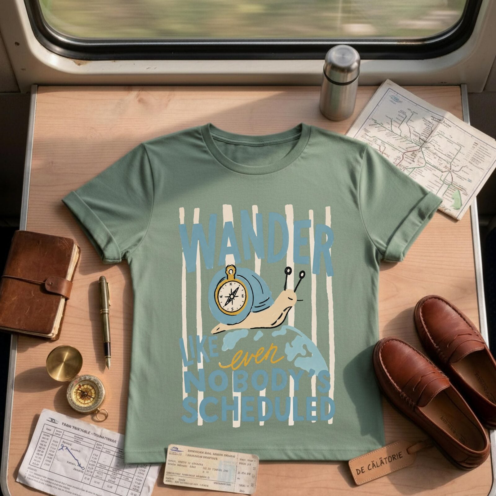 Funny Snail Compass Travel Shirt